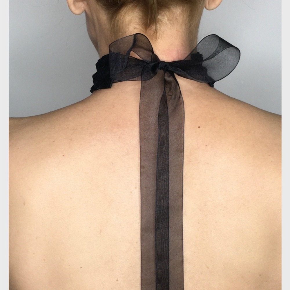 Amber Crystal & Black Ribbon Chocker - Picture 4 of 4